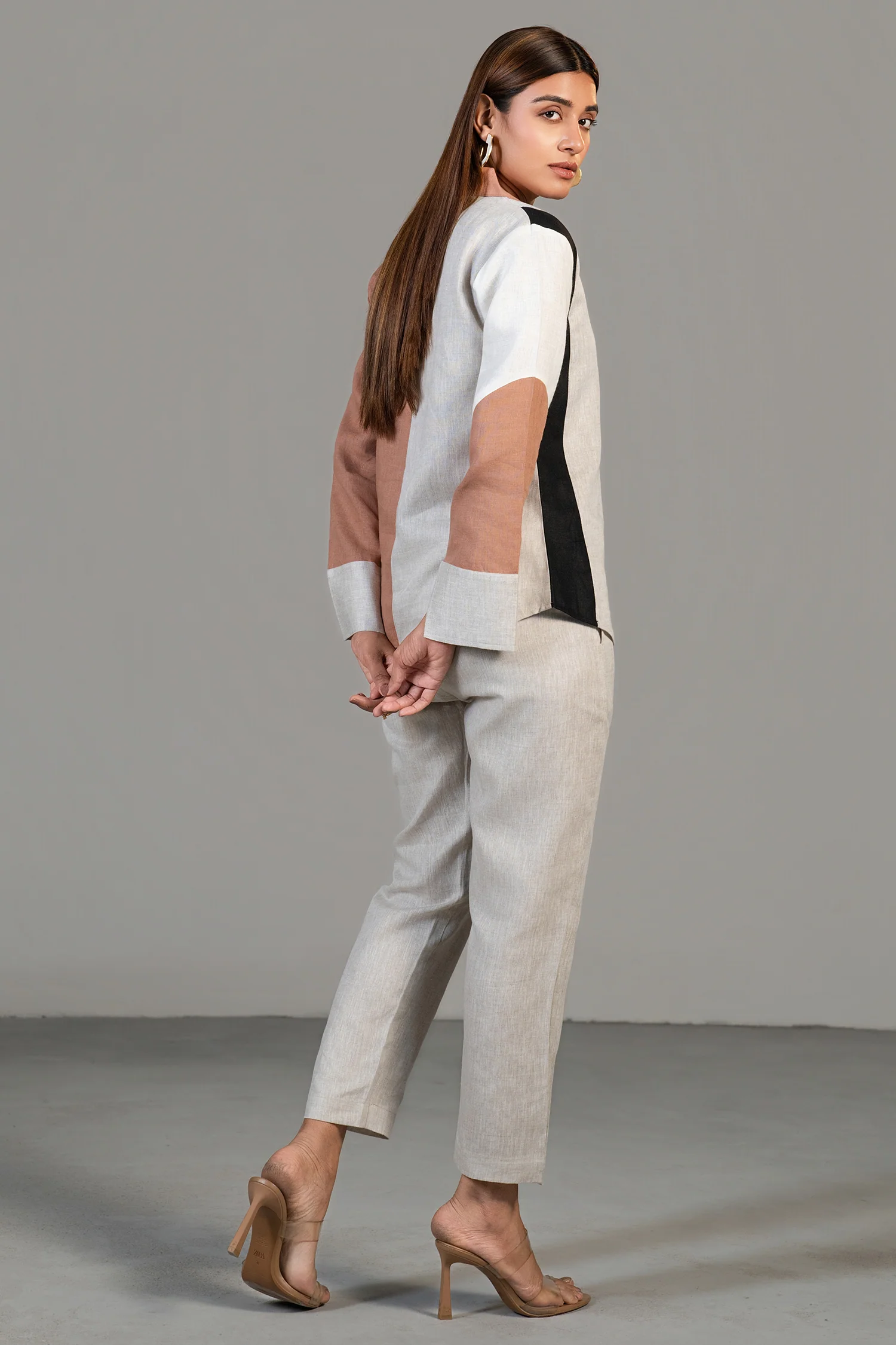 Multi Colored Linen Shirt Style Tunic with Pant - Image 5