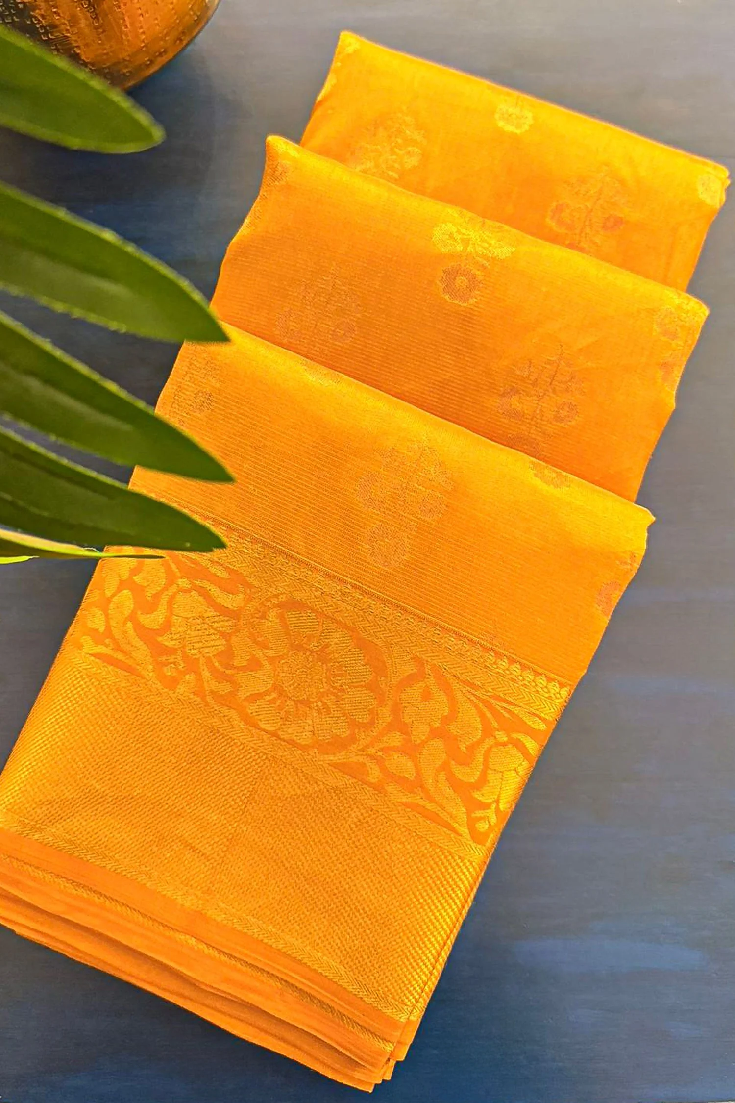 Yellow Kanchipuram Tissue Woven Saree - Image 3