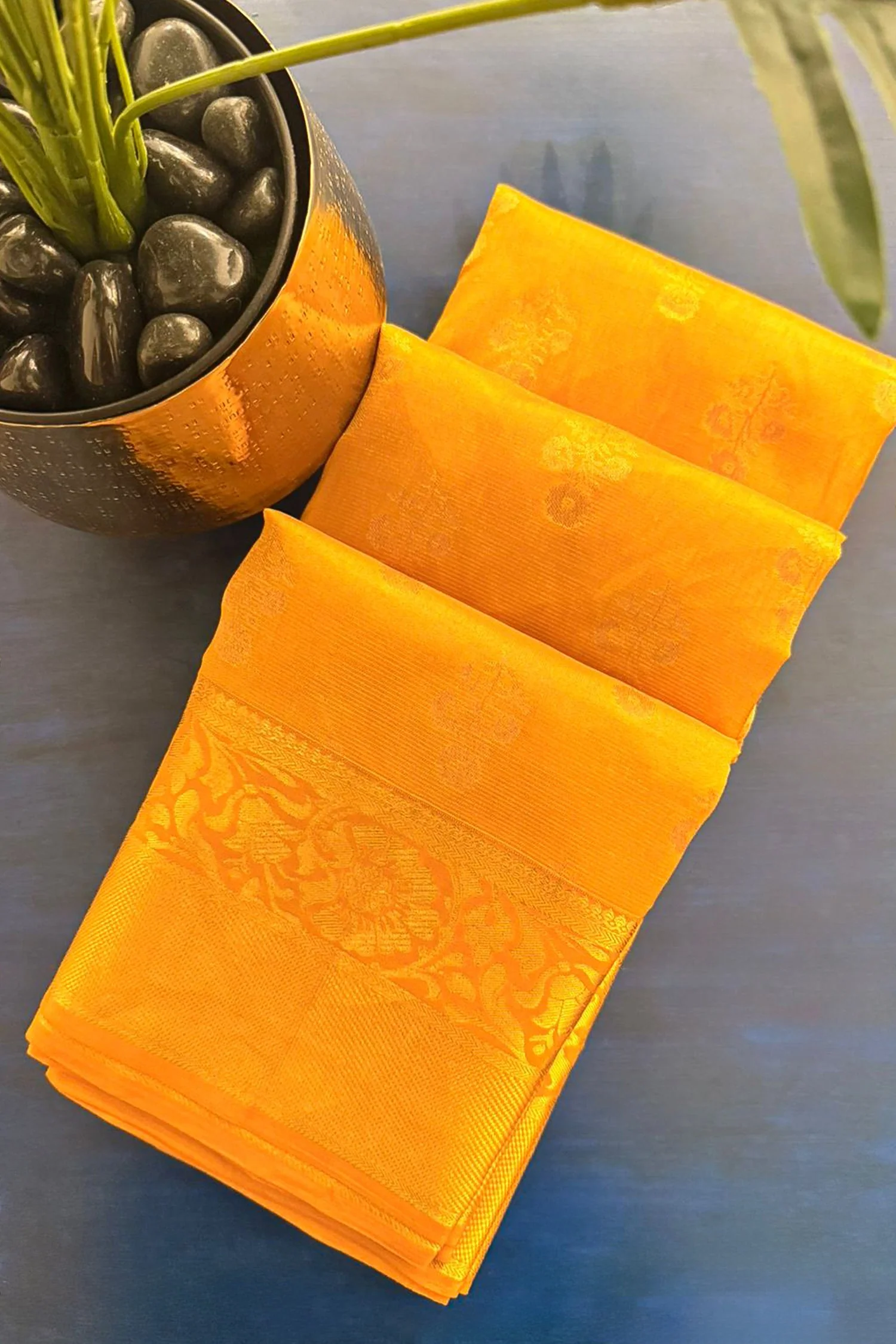 Yellow Kanchipuram Tissue Woven Saree - Image 4